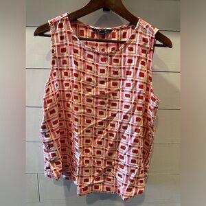 Charlie B Pink/ White/ Red Geometric Tank Top- size XL